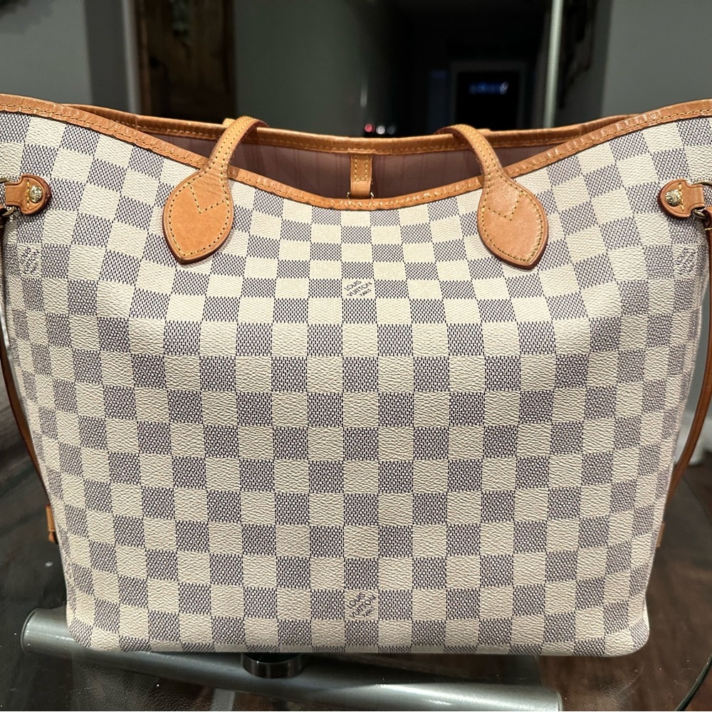 Authentic Louis Vuitton Neverful MM - Damier Azur rose ballerina